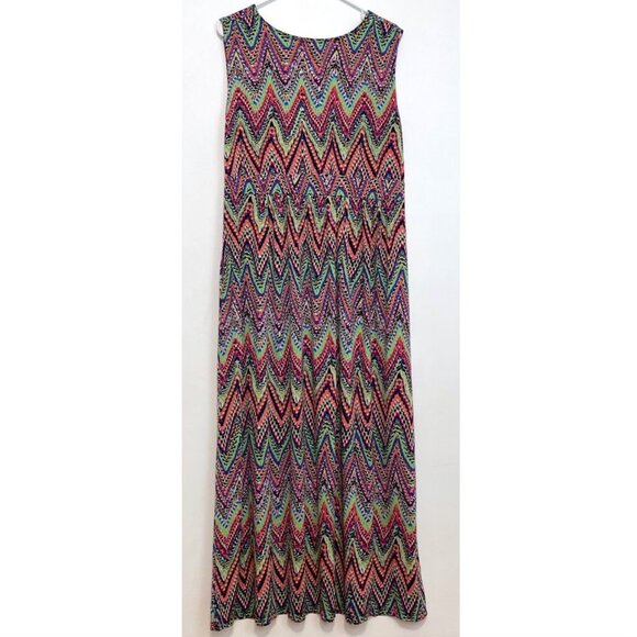 NY COLLECTION Plus Size Multicolor Sleeveless Maxi Dress Rainbow Chevron Stripe - Picture 11 of 15